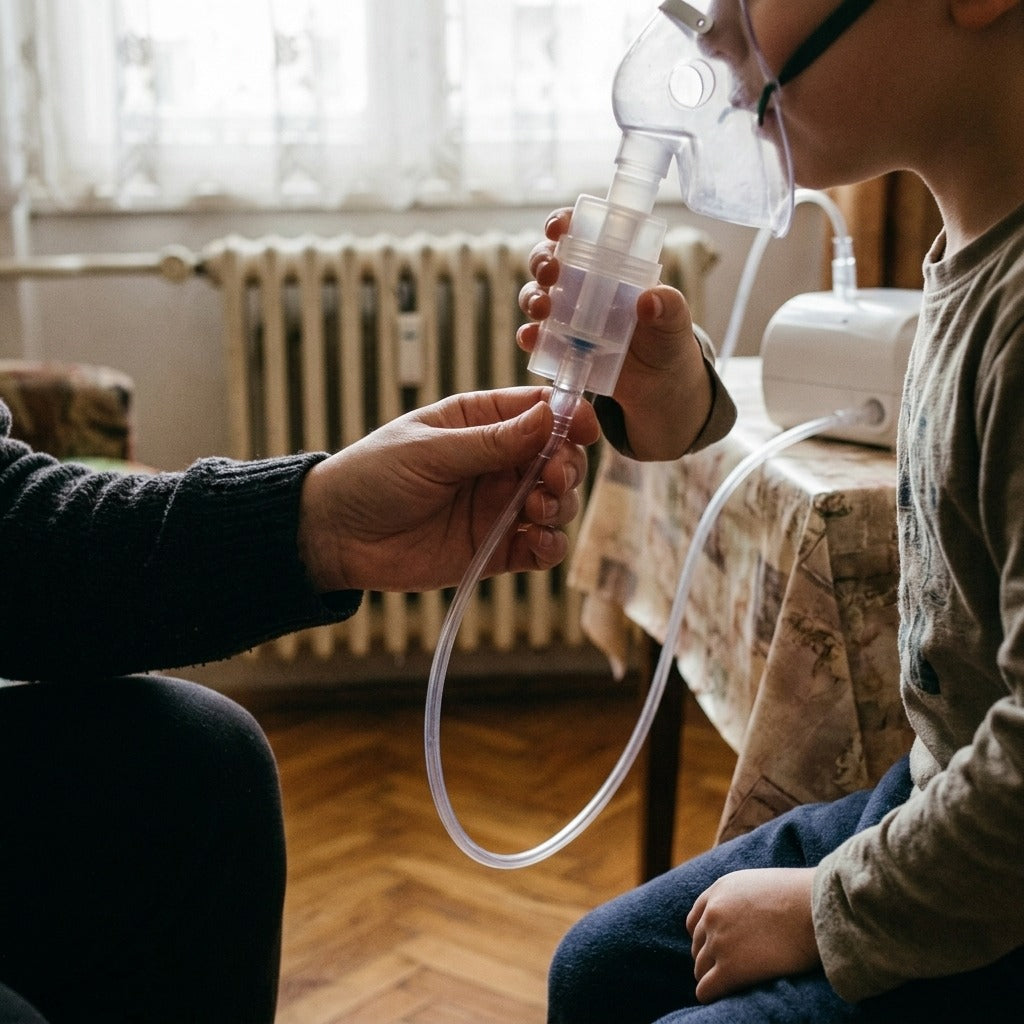 1.6m-es puha cső kompatibilis inhalátorokhoz - használat közben