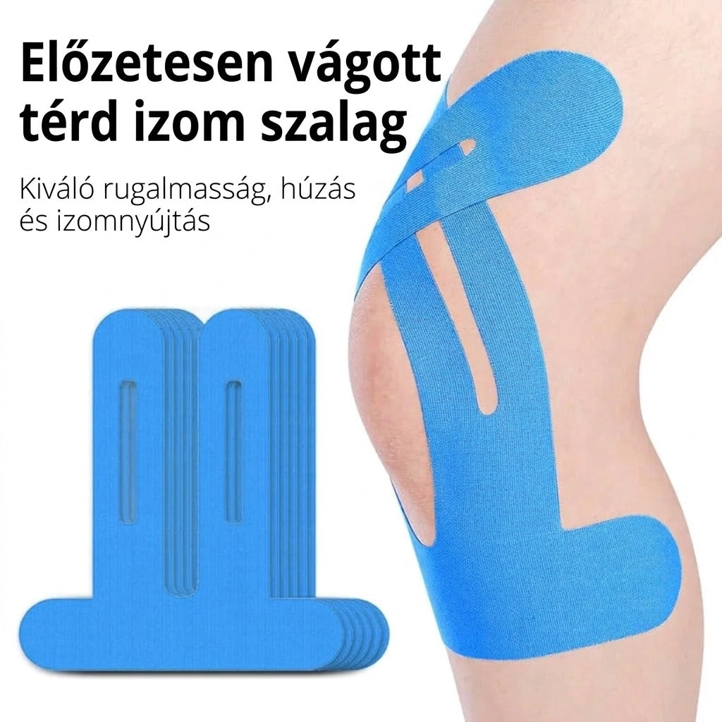 Előzetesen vágott térdzalag kiváló rugalmassággal és húzásvédelemmel