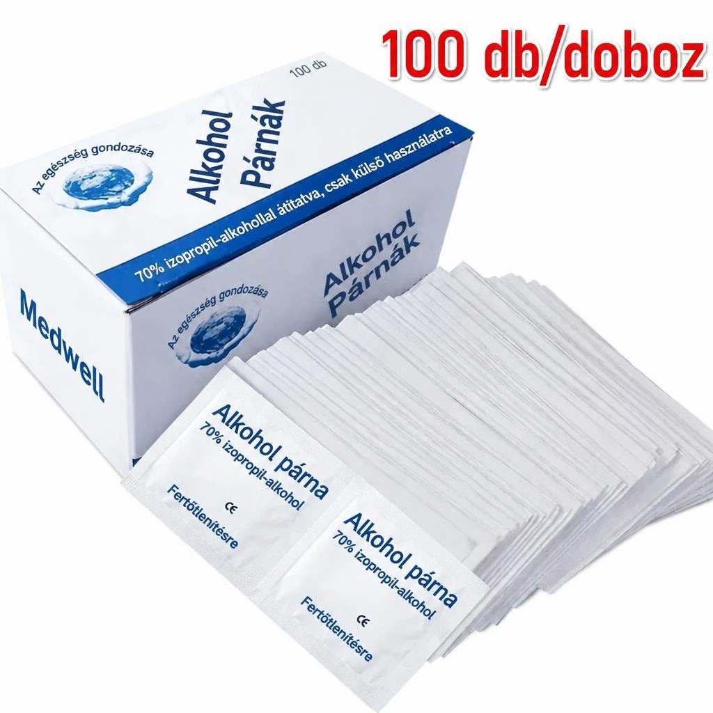 100 db hordozható alkoholos fertőtlenítő kendő