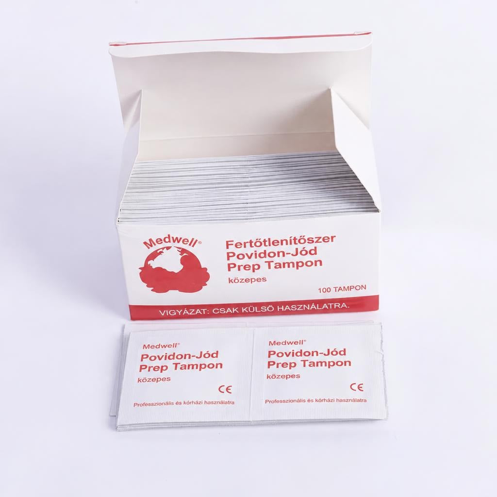 100 povidon-jódos fertőtlenítő törlőlap