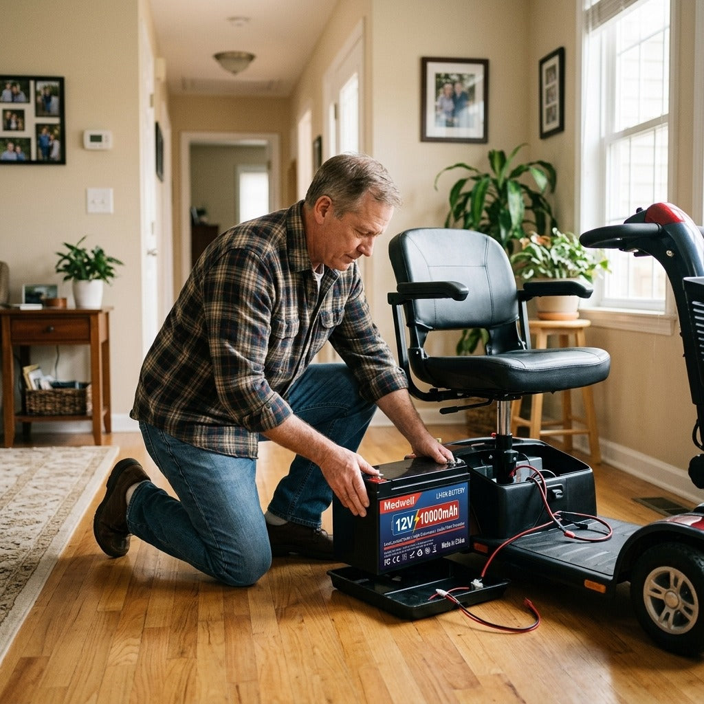 12 V Rechargeable LiFePO4 Mobility Battery - at home