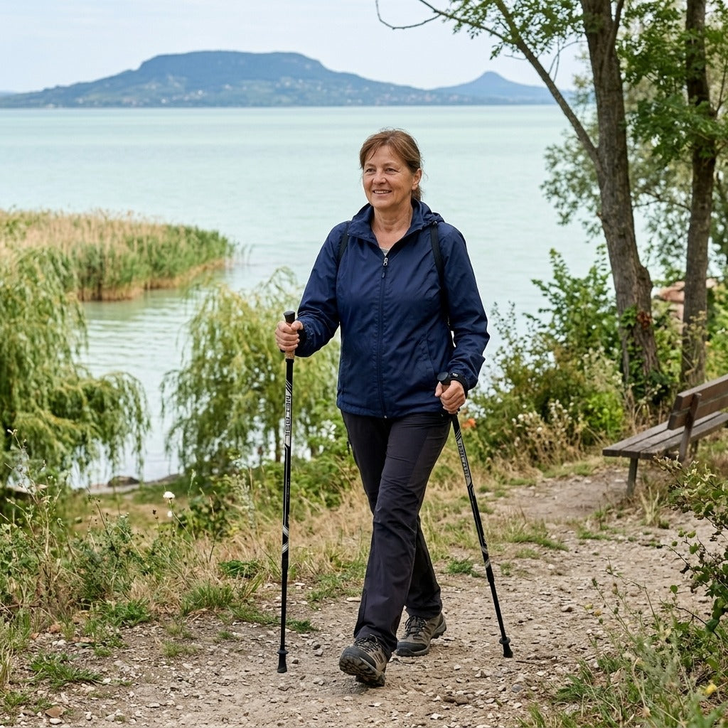 2 részes teleszkópos nordic walking bot, 7075-ös alumínium, 66–135 cm - a mindennapokban