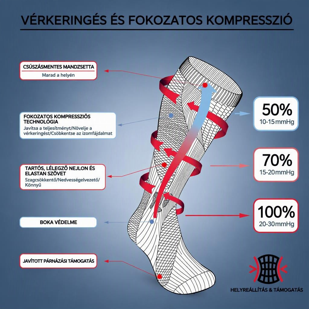Kompressziós zokni 20–30 mmHg utazáshoz és mindennapokra