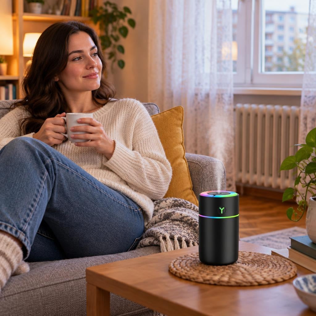 230 ml-es USB-párásító 7 színű LED-fénnyel - a mindennapokban
