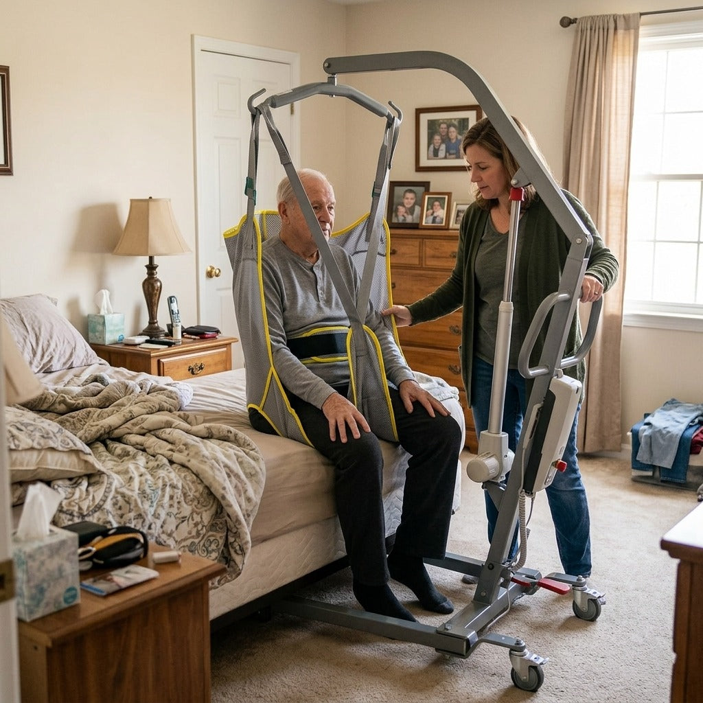 230kg Mesh Hygiene Lift Sling for Patient Transfers - at home