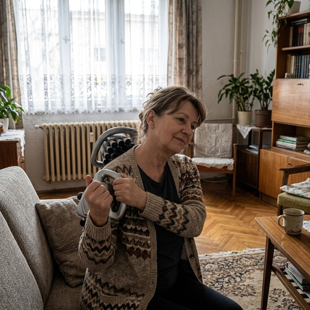24 fejes, nagyfrekvenciás vibrációs masszázspisztoly - a mindennapokban