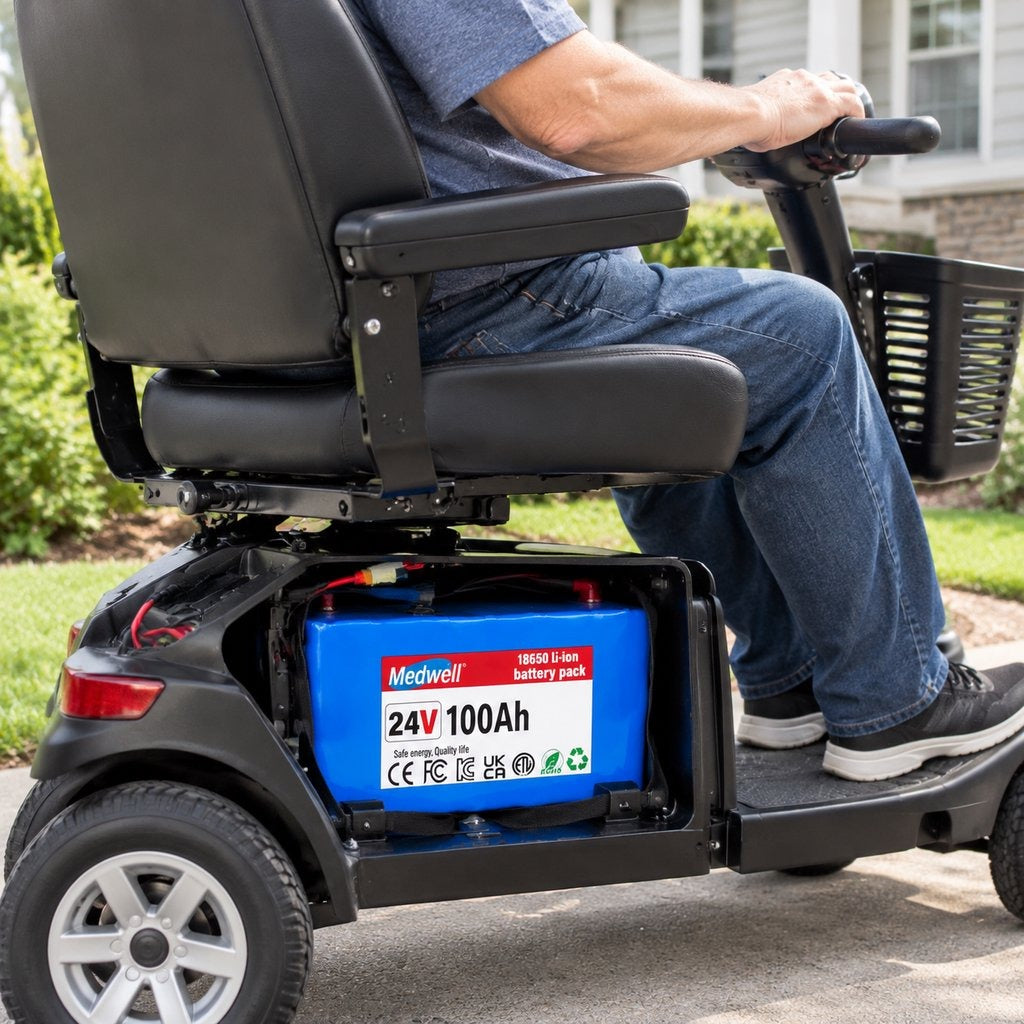 24V 100Ah Rechargeable Mobility Battery Pack - in use