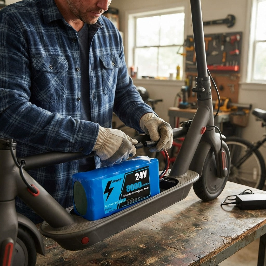 24V 8Ah Battery Pack for E-Bikes and E-Scooters - in use