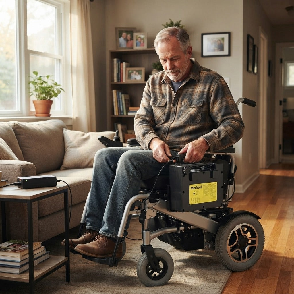 24V Lithium Battery for Electric Wheelchairs with Charger - at home