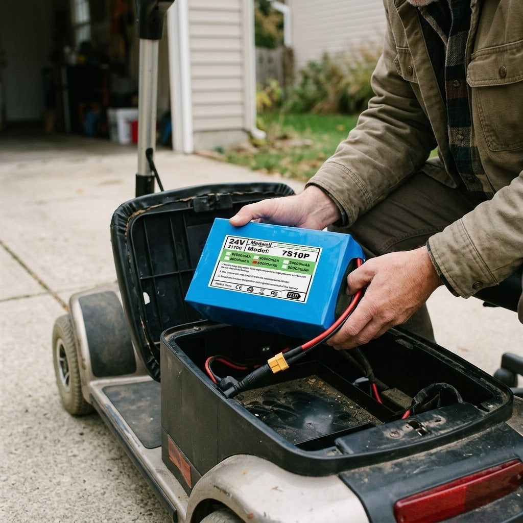 24V Lithium Battery for Wheelchairs, Scooters and Tools - in use