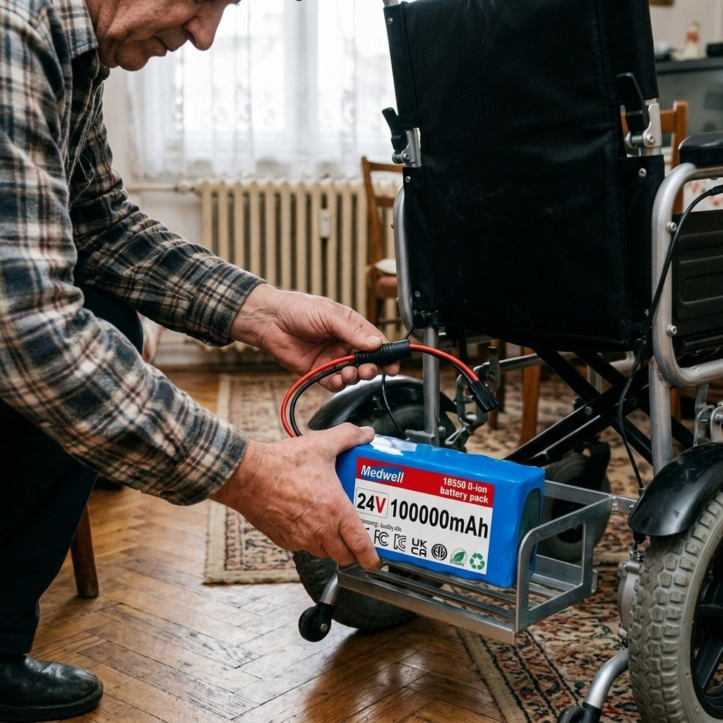 24V-os lítiumion-akkumulátor mobilitási eszközökhöz - használat közben
