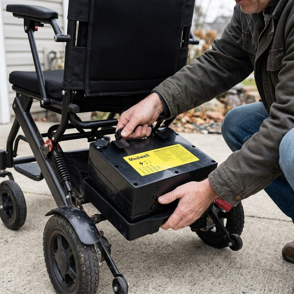 24V Wheelchair Battery, 20-70Ah, 18650 Cells with BMS Protection - in use