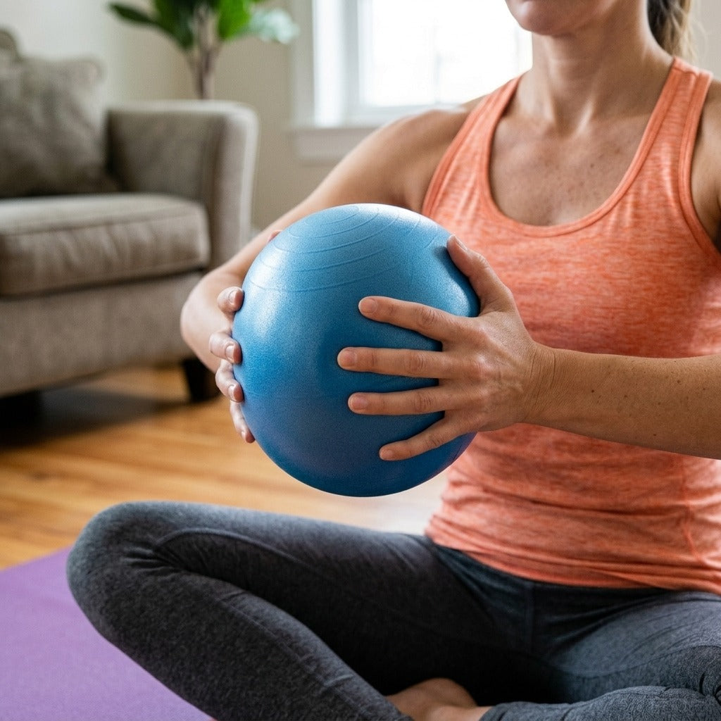 25 cm Yoga Ball for Pilates, Fitness and Core Balance - in use
