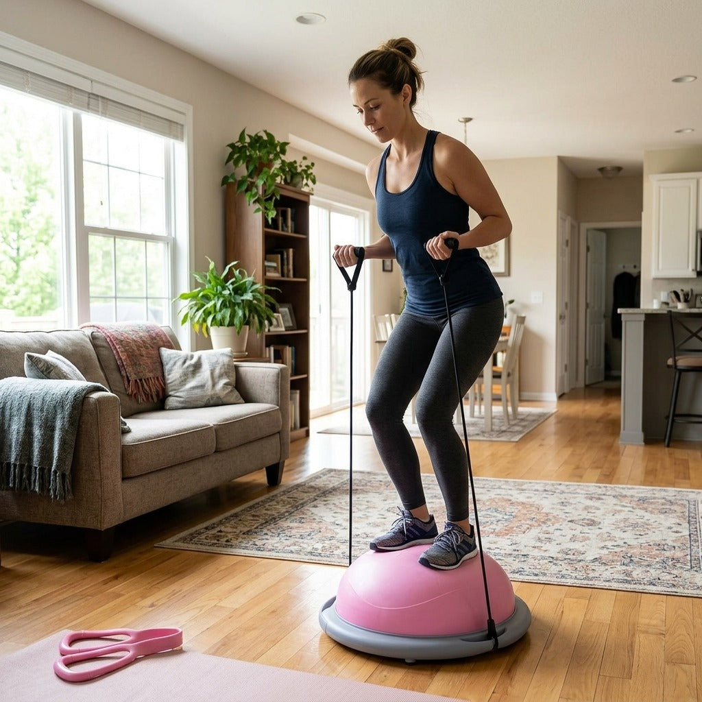 26-Inch Inflatable Half Balance Ball with Pump - in everyday life