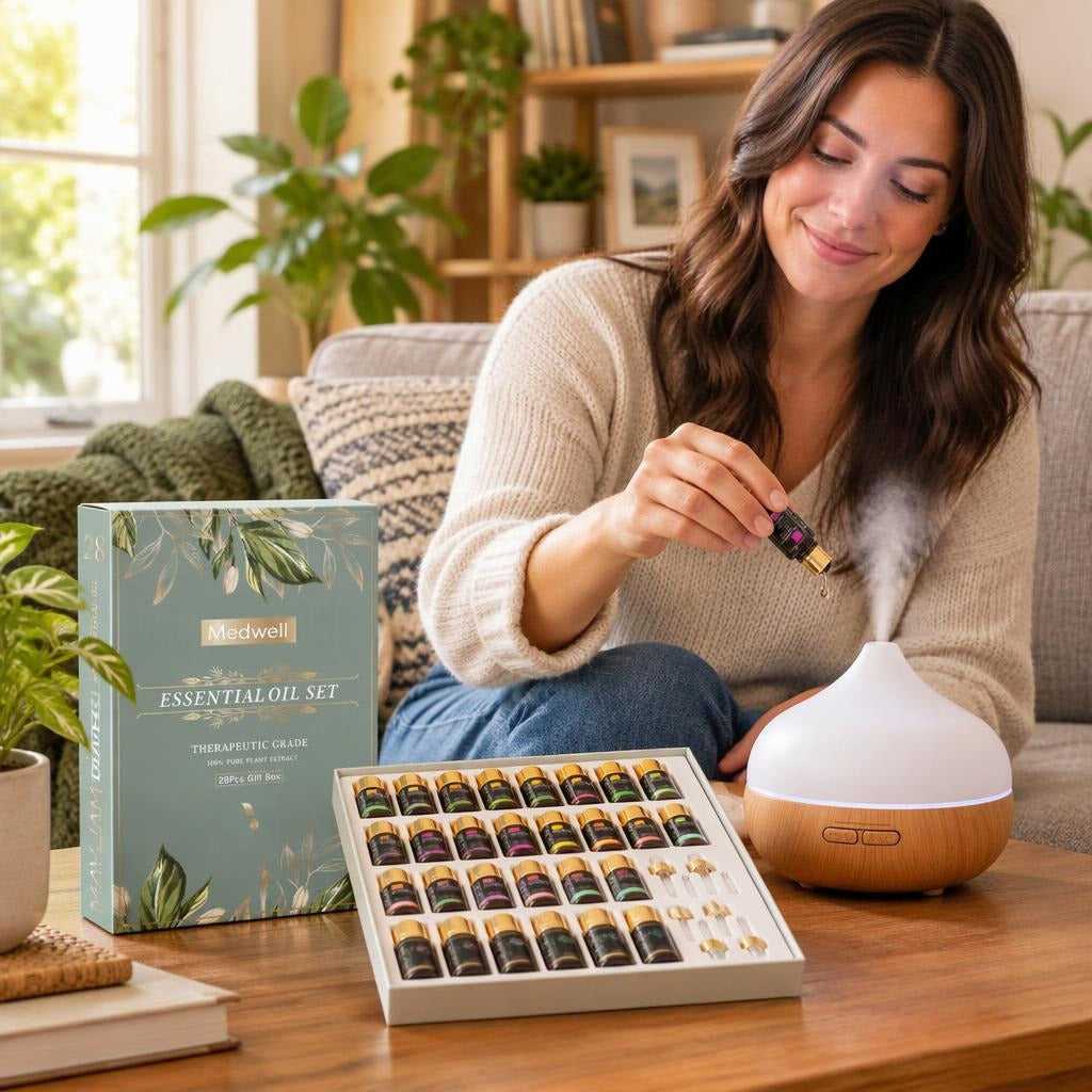 28-Piece Essential Oil Set for Humidifiers and Diffusers - at home