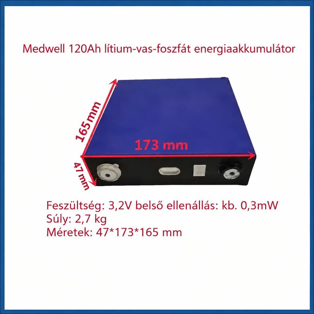 3.2V 120Ah újratölthető LiFePO4-akkumulátor