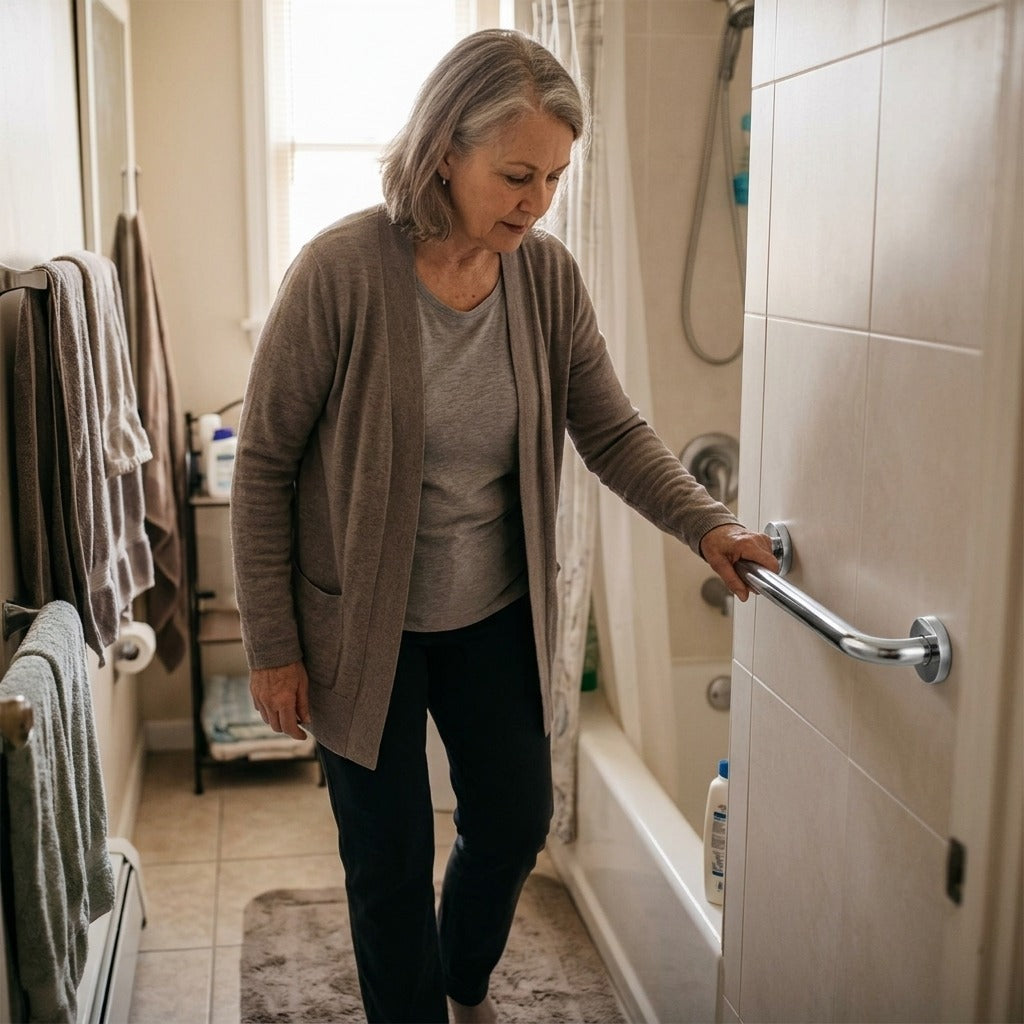 304 Stainless Steel Bathroom Grab Bar - at home