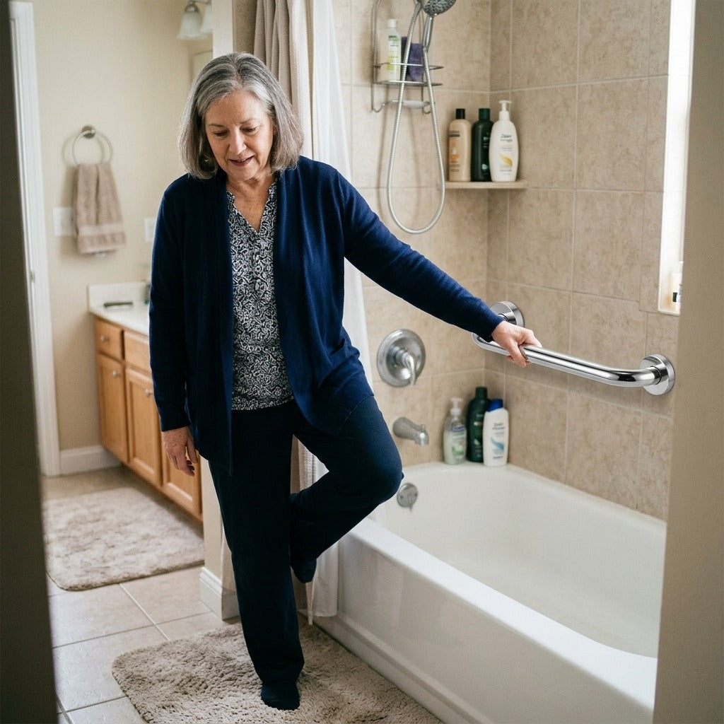 304 Stainless Steel Bathroom Grab Bar - in everyday life