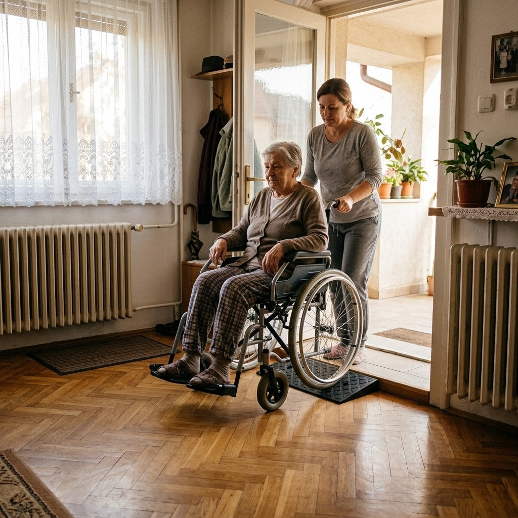 30 mm-es csúszásmentes műanyag szegélyrámpa kerekesszékhez - otthon