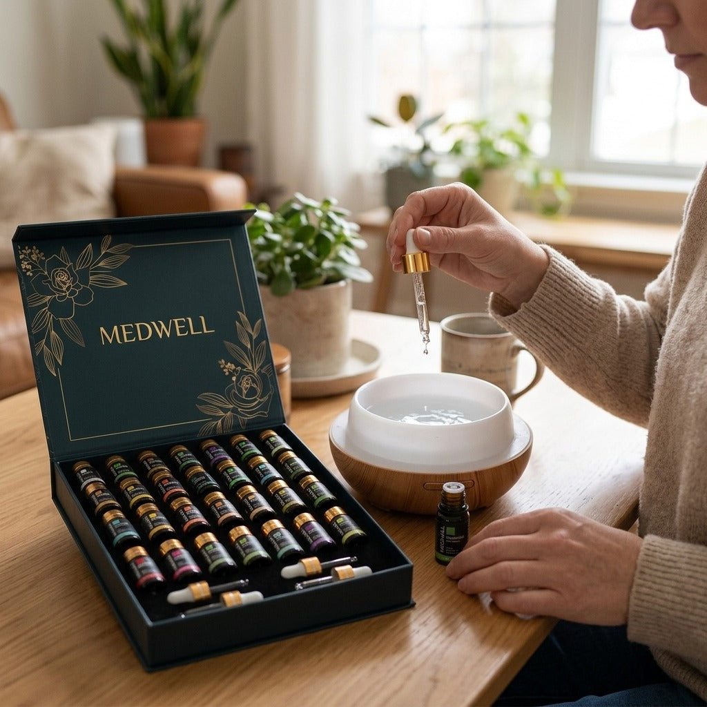 35-Piece Essential Oil Set for Diffusers and Home Use - in use