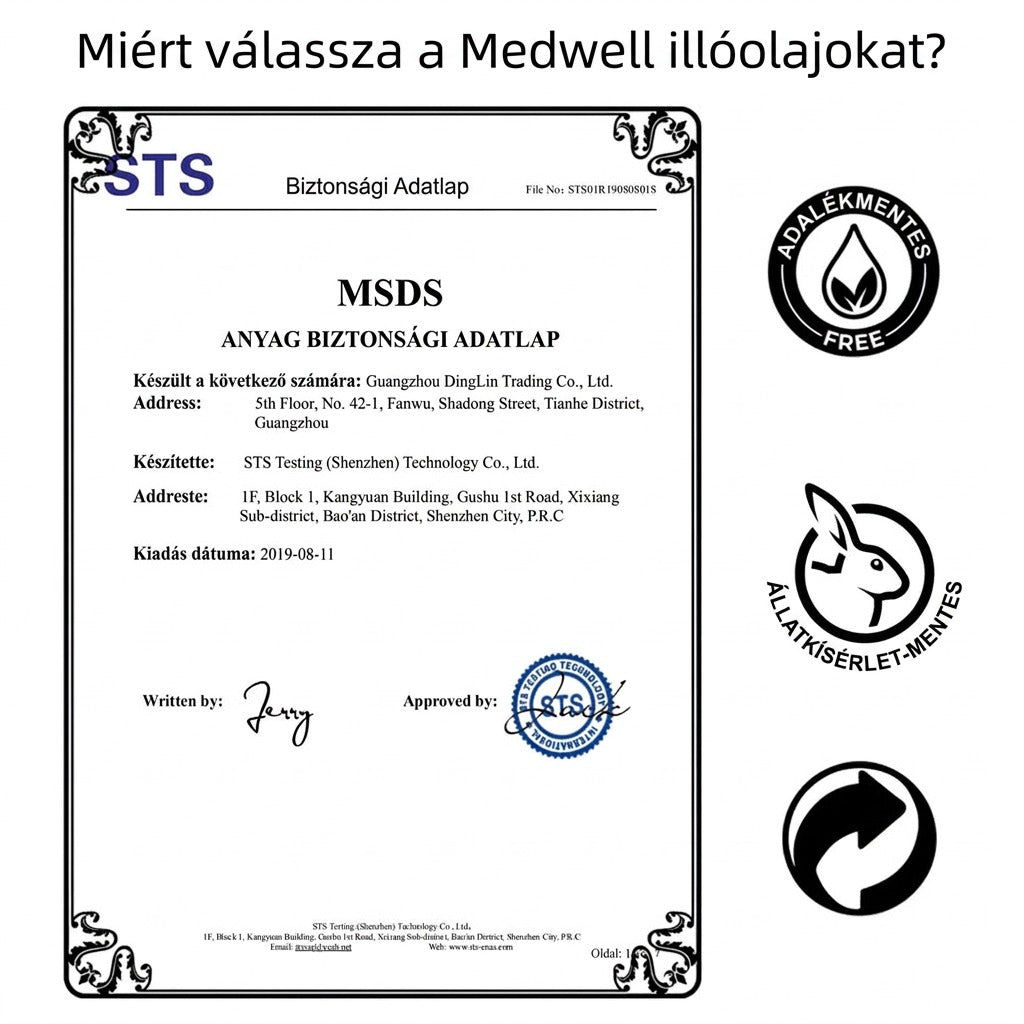 Miért válassza a Medwell illóolajokat - biztonsági adatlap