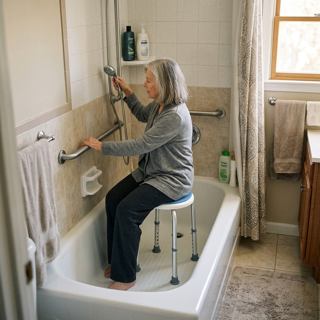 360-Degree Swivel Shower Seat for Bathtub - at home