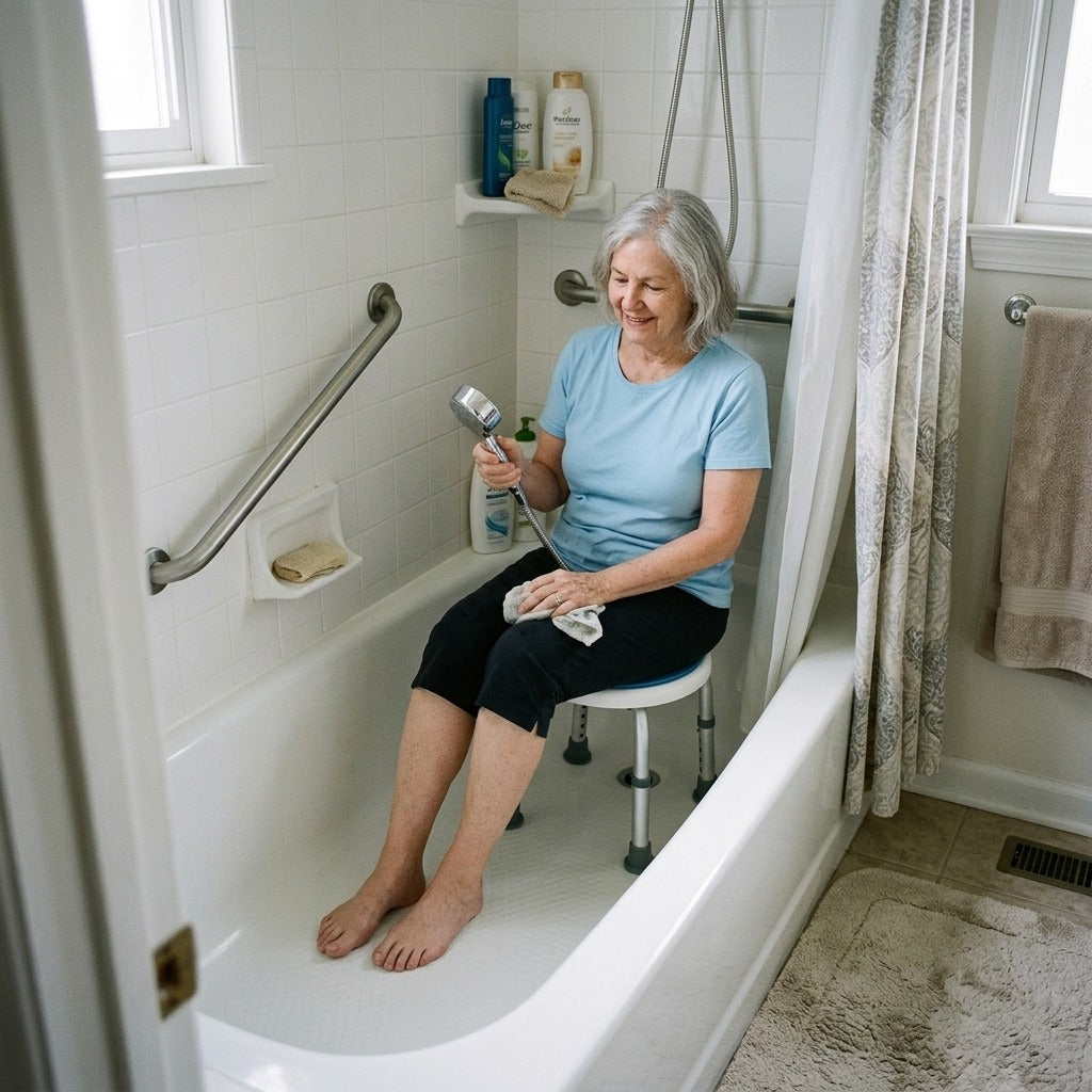 360-Degree Swivel Shower Seat for Bathtub - in everyday life