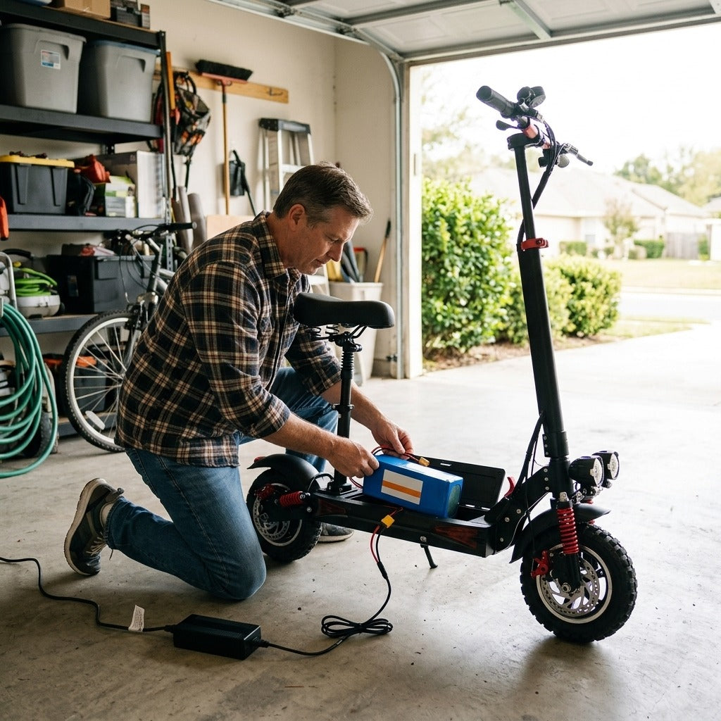 36V Lithium-Ion Mobility Scooter Battery with Charger - in everyday life