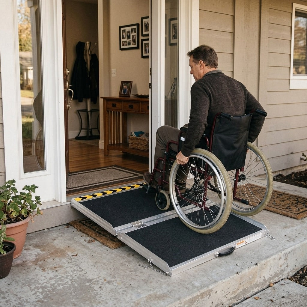 3FT Folding Wheelchair Ramp with Non-Slip Surface - at home