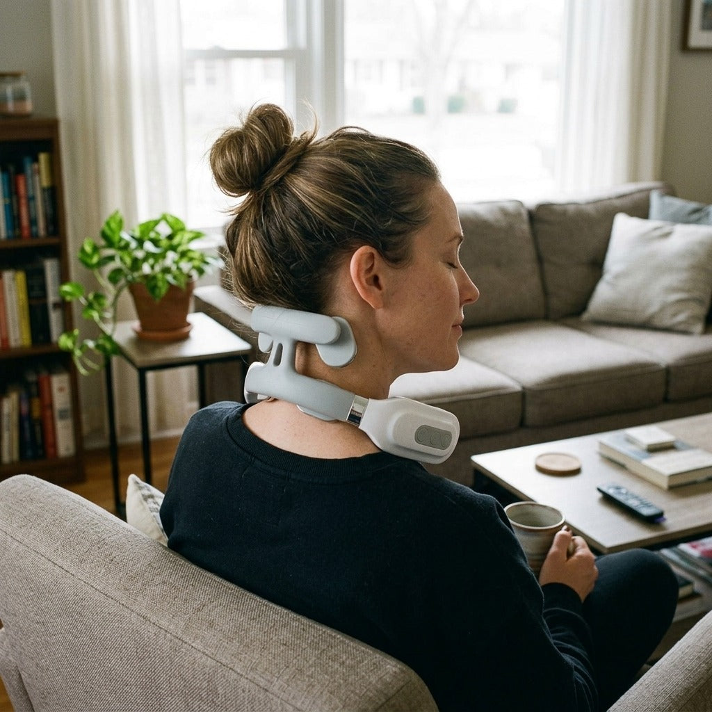 4-Head Neck Massager, USB Rechargeable with Heat - at home