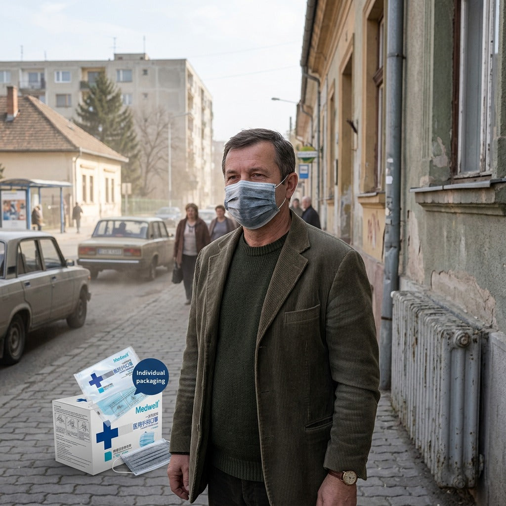 50 darabos, négyrétegű, aktív szenes eldobható maszk - a mindennapokban