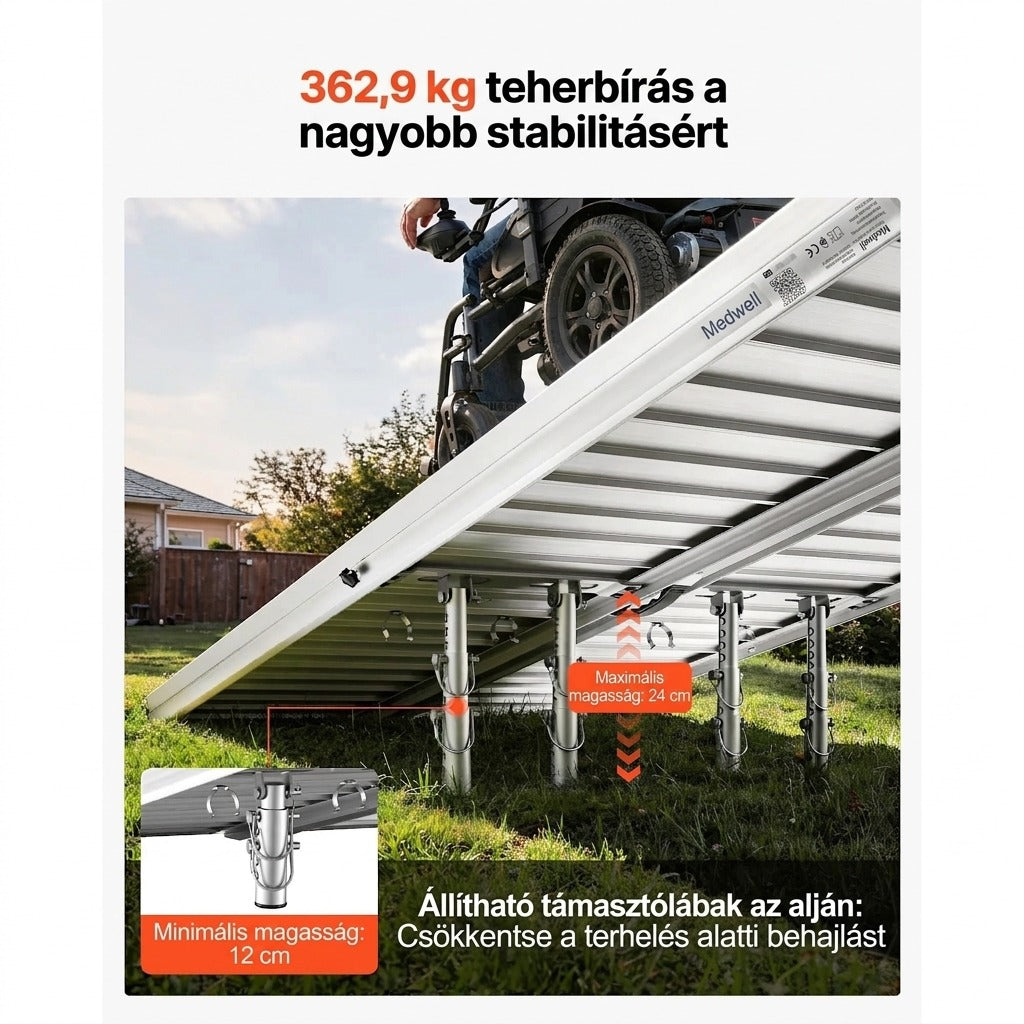 6 lábas összecsukható alumínium kerekesszék-rámpa