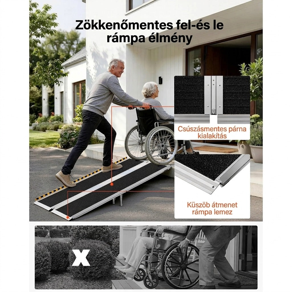 6 lábas összecsukható alumínium kerekesszék-rámpa