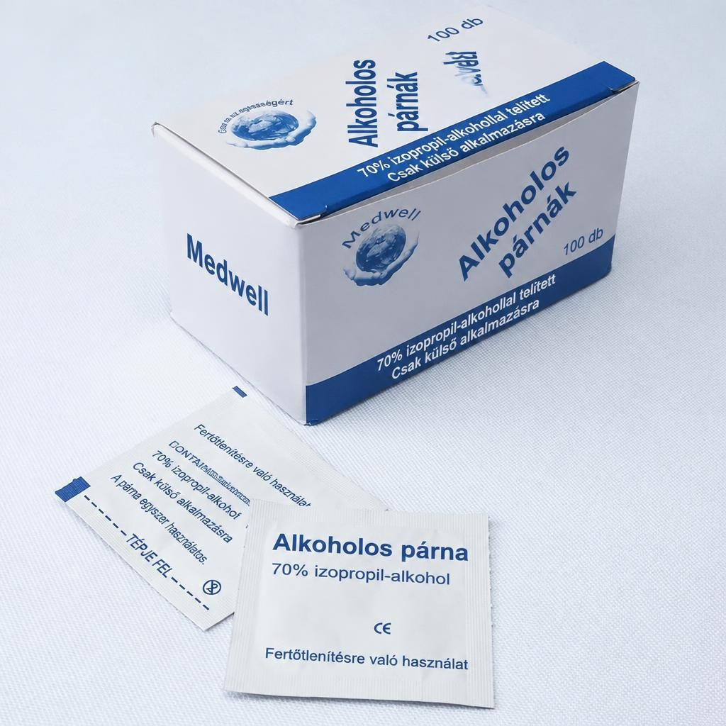 70%-os alkoholos törlőkendő telefontisztításhoz, 100 db