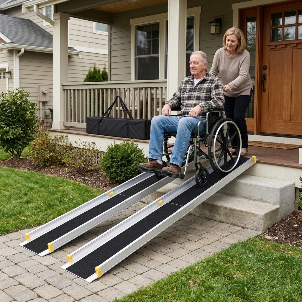 8 ft Telescoping Wheelchair Ramps for Steps - in everyday life