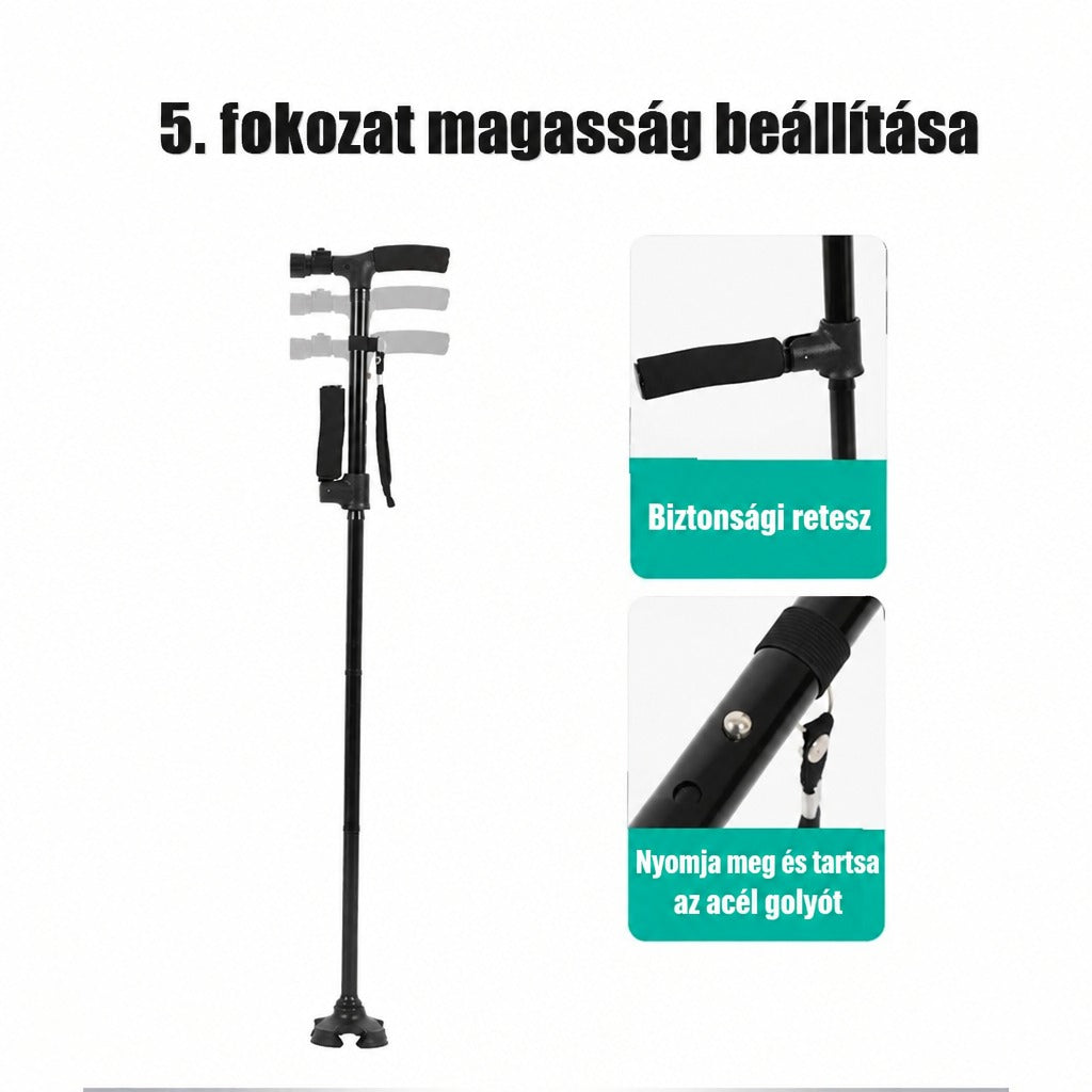 95 cm-es összecsukható túrabot zseblámpával