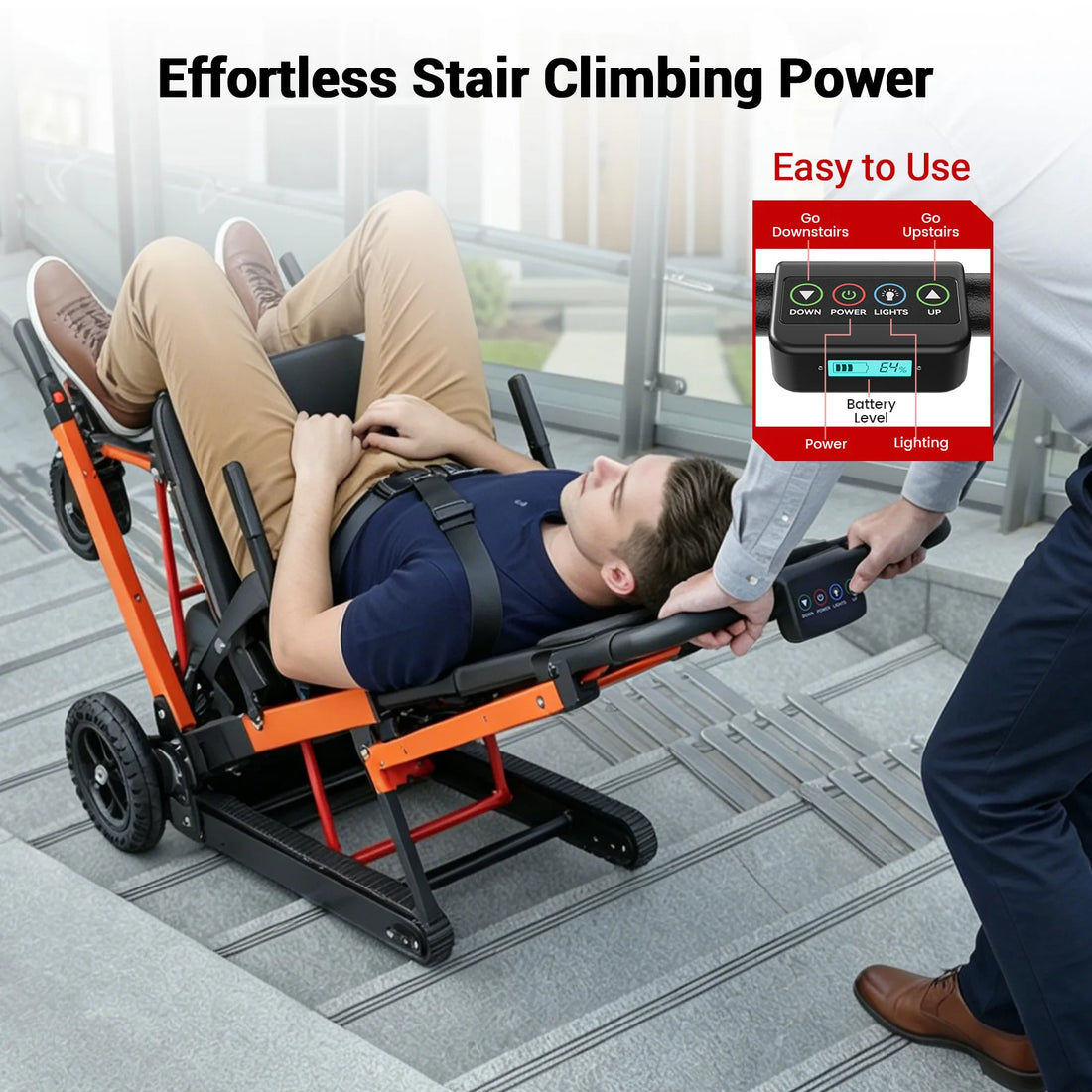 Stair Assist Chair with Adjustable Backrest and Arms