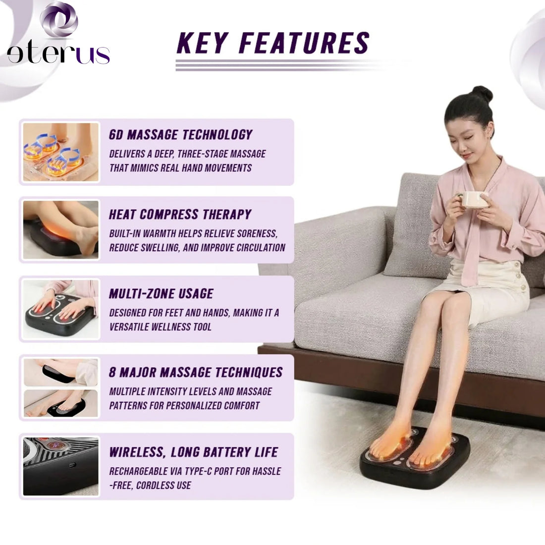 Electric Foot Massager with Mild Heat and Vibration