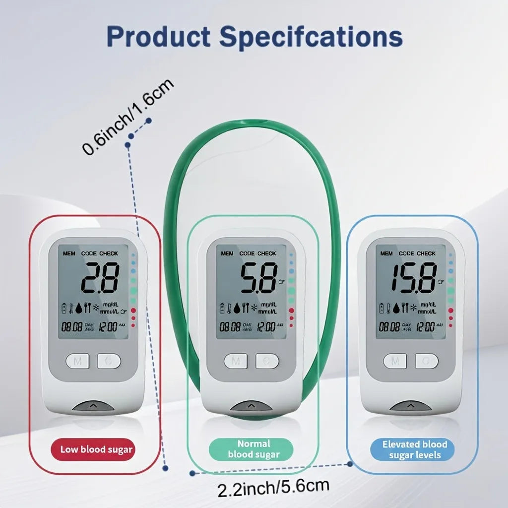 Blood Glucose Monitor Kit with Test Strips and Lancets