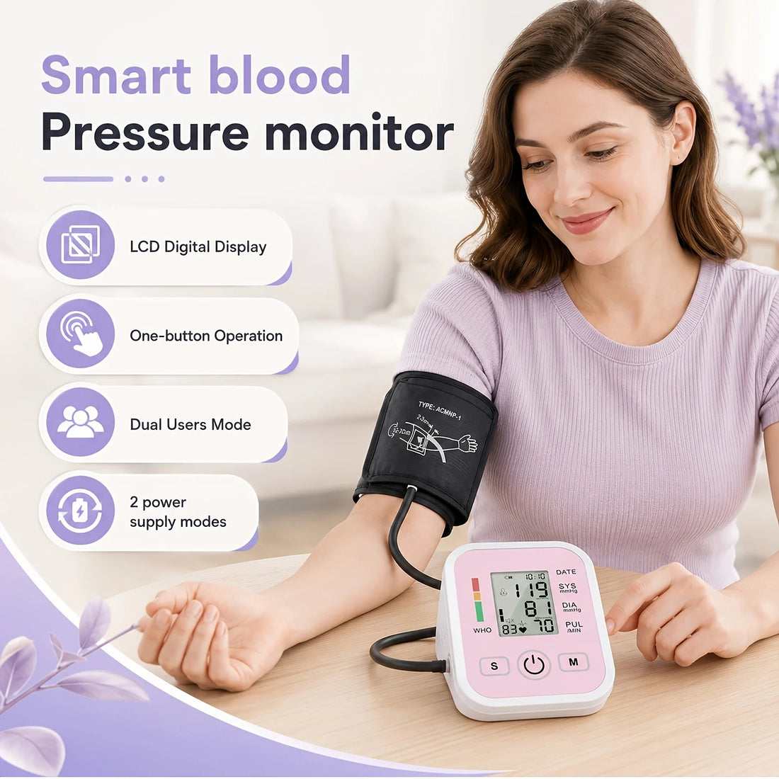 Digital Arm Blood Pressure Monitor with Data Storage