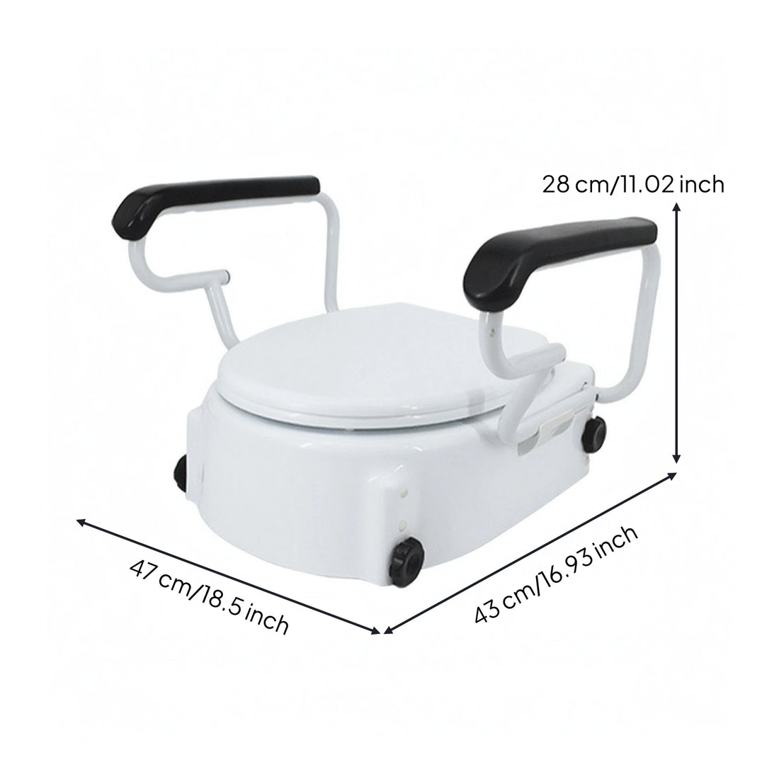 Height-Adjustable Raised Toilet Seat with Armrests