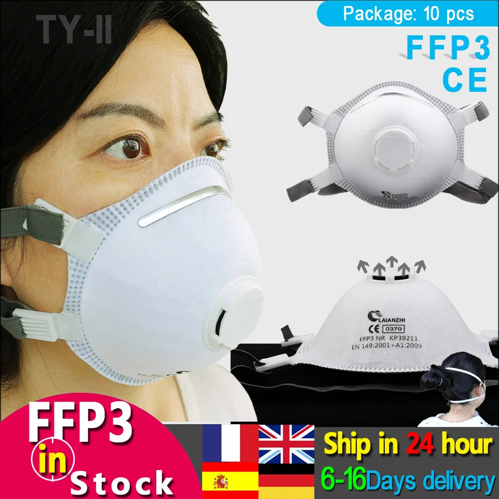 Adult FFP3 Disposable Cup Masks, 10 Pack