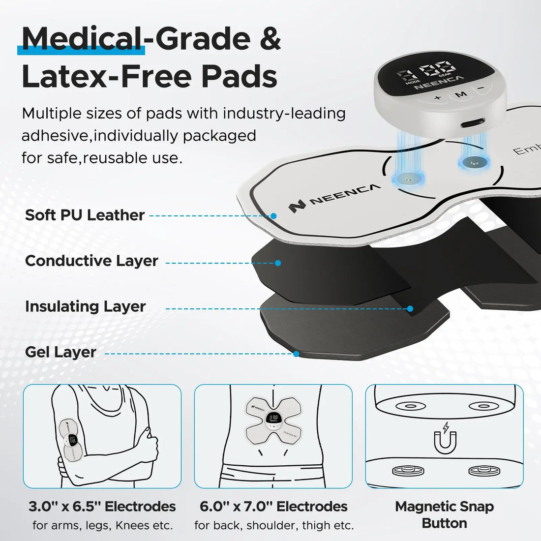 Rechargeable Wireless TENS Unit with 9 Modes
