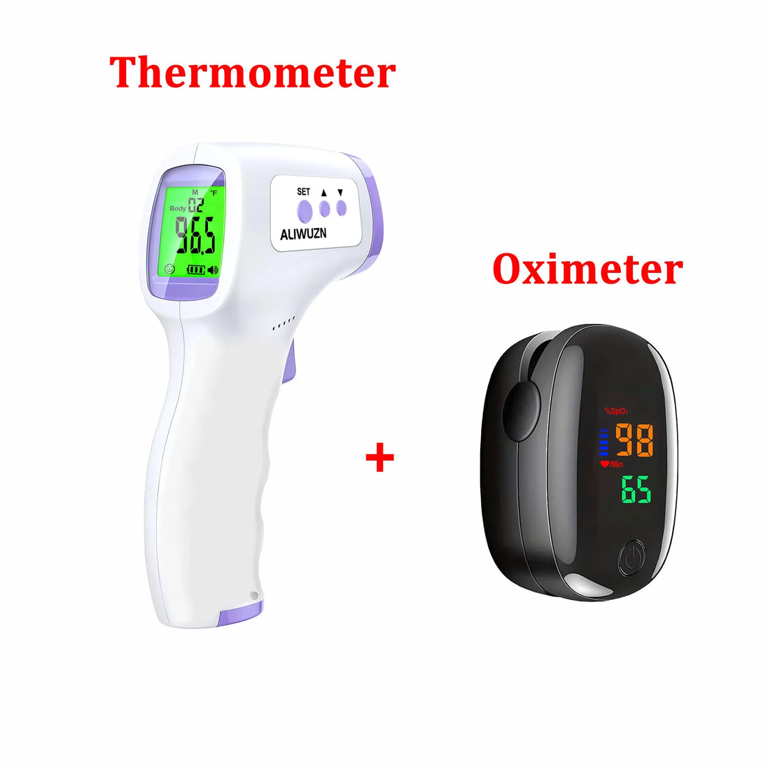 Infrared Forehead Thermometer and Finger Oximeter Set