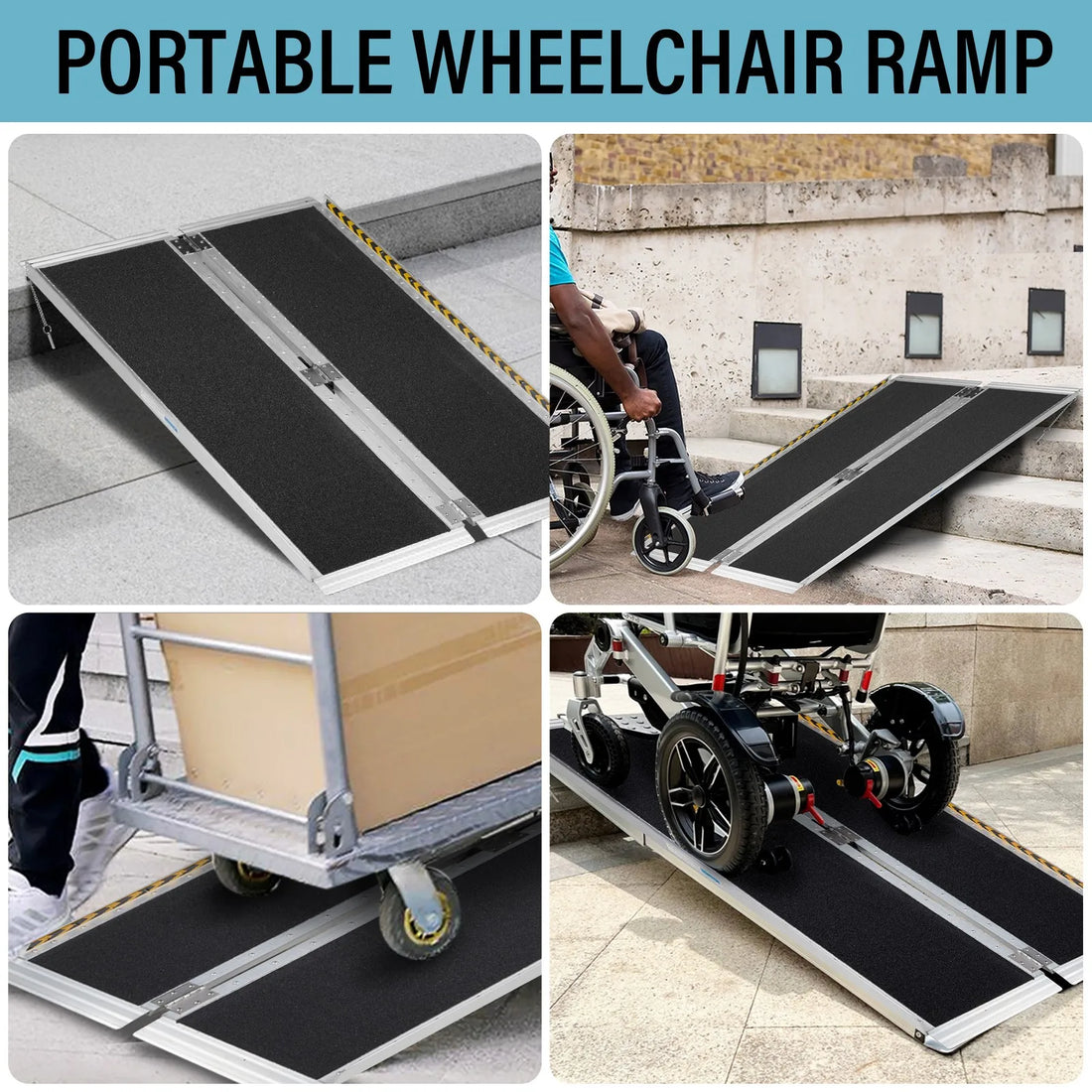 60-Inch Aluminum Folding Wheelchair and Scooter Ramp