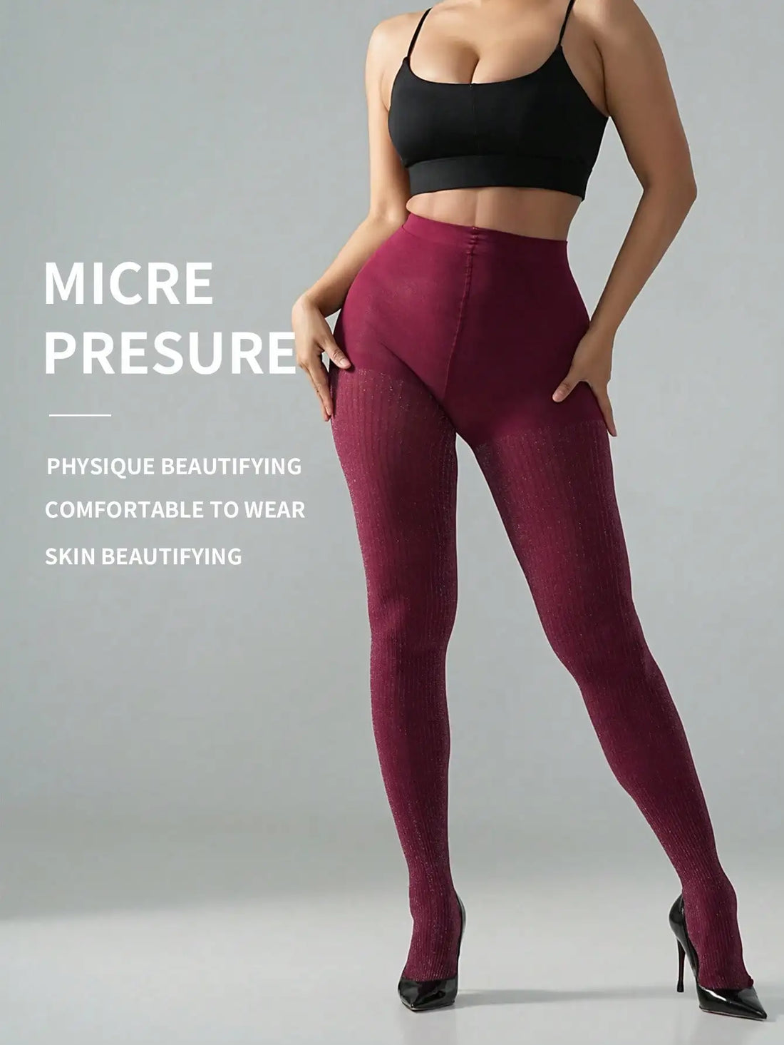 High-Waist Ribbed Glitter Tights, 2-Piece