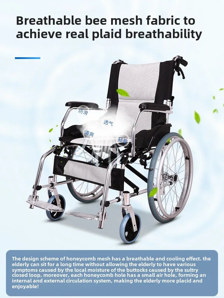 Compact Foldable Manual Travel Wheelchair