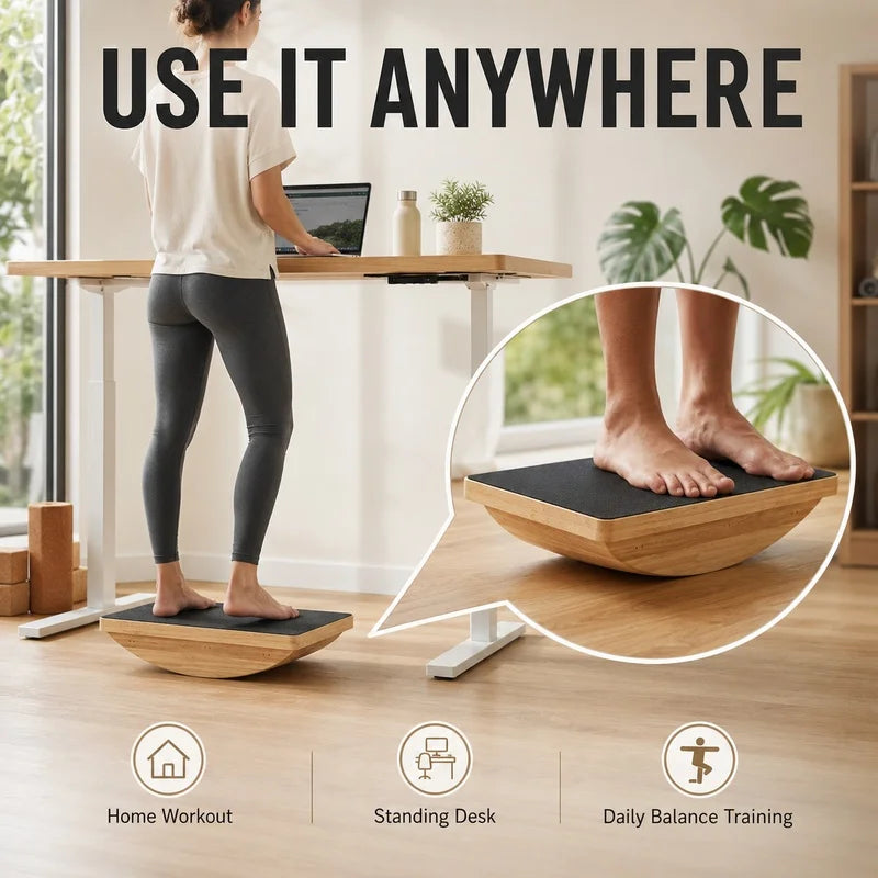 Walnut Anti-Slip Balance Board