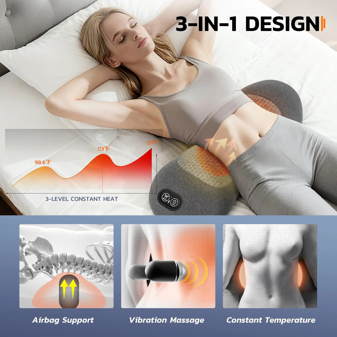 Lumbar Massager with Heat, Vibration and Traction