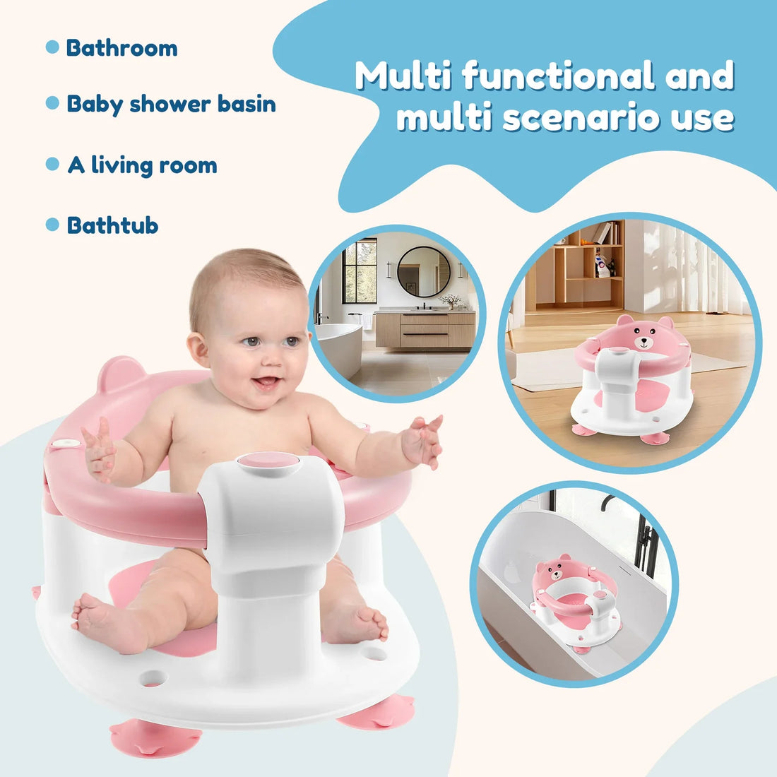 Baby Bath Seat with Armrest Support